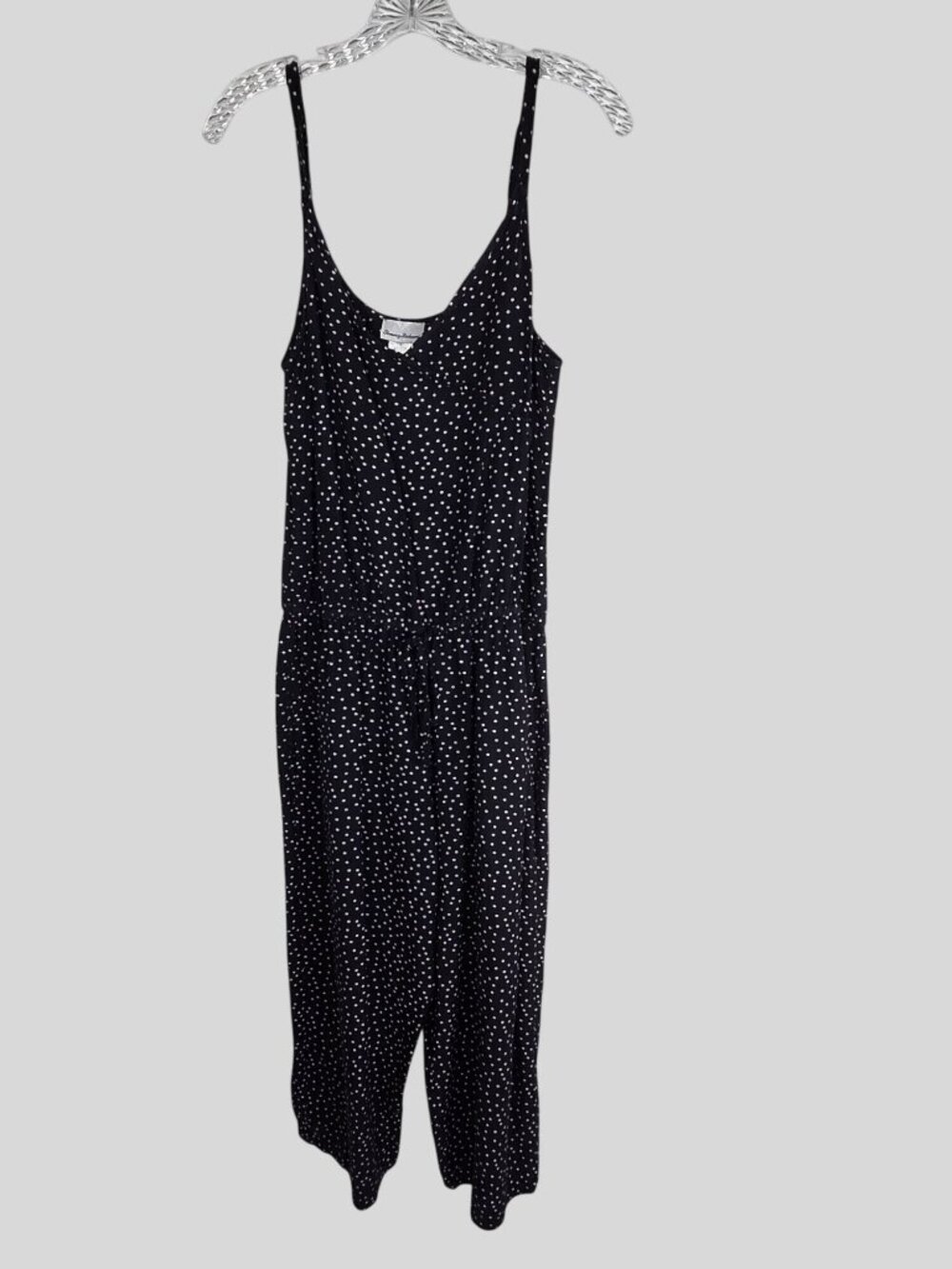 Tommy Bahama Sea Swell Linen Crop Jumpsuit Sz M Black Polka Dot Boho Resort - Picture 3 of 12